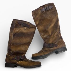 Frye Veronica Brown Calf Hair Leather Slouch Tall Boots S-484 Sz 7.5